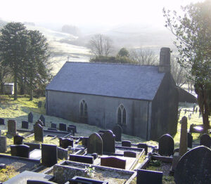 The church at Ysbyty Cynfyn in winter.